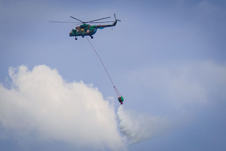 Лётчики авиационной эскадрильи Северо-Западного округа Росгвардии отработали тушение очагов возгораний в лесных массивах