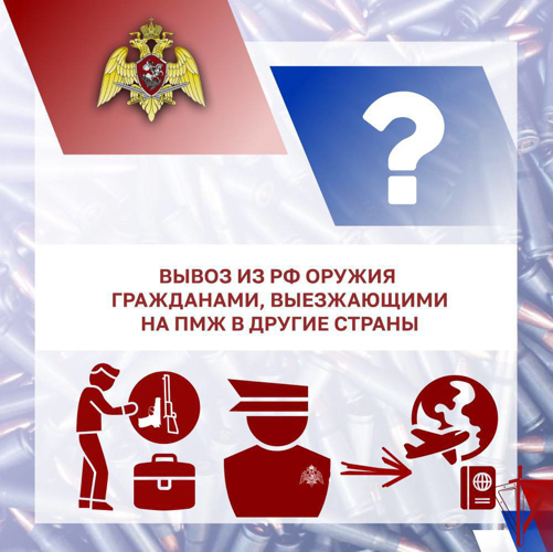 Росгвардия информирует о возможности вывоза из РФ оружия гражданами, выезжающими на ПМЖ в другие страны