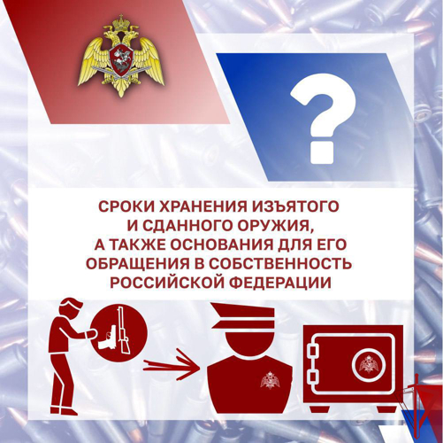 Росгвардия информирует о сроках хранения изъятого и сданного оружия