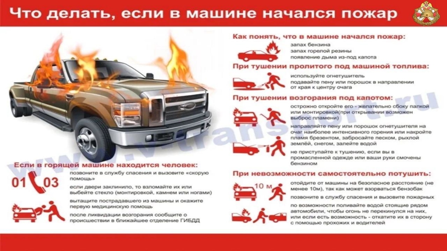 Инспекция пожарной безопасности регионального Управления Росгвардии напоминает правила пожарной безопасности при эксплуатации автотранспорта